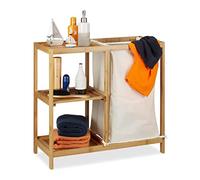 (TG. 1 pz.) Relaxdays Mobiletto da Bagno con Portabiancheria, 3 Ripiani, Sacco B