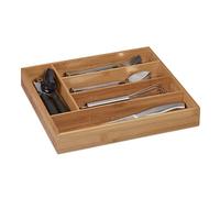 (TG. 1 pz.) Relaxdays Portaposate da Cassetto in bambù, 5 Scomparti, Divisore P