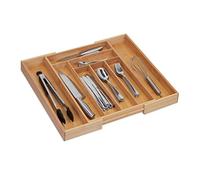 (TG. 1 pz.) Relaxdays Portaposate in bambù, Organizer Regolabile per Cassetto d