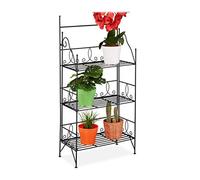 (TG. 1 pz.) Relaxdays Scaffale Porta Piante, 3 Ripiani, per Interni ed Esterni,
