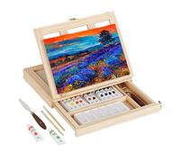 (TG. 1 pz.) Relaxdays Set Pittura in Valigetta, Kit Cavalletto Tavolo, 19 Access