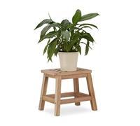 (TG. 1 Pz) Relaxdays Sgabello in Legno, Poggiapiedi Naturale, Colonna Portavasi,