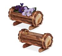 (TG. 1 pz.) Relaxdays Vasi in Corteccia, Set 2 Portavasi in Legno dall’Effetto