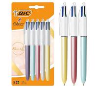 (TG. 1 unit (Confezione da 5)) BIC 4 Colours Pearl Penne A Sfera A Scatto Con P