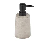 WENKO Dispenser di sapone Villena ricaricabile per sapone manuale in calcestruzzo resistente, effetto pietra naturale rustica, dimensioni: 8,2 x 15,9 x 7,2 cm, capacità: 150 ml, grigio/nero