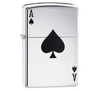 (TG. 10.2 x 8.9 x 5.1 cm) Zippo 24011, Accendino Asso di Picche, High Polished C