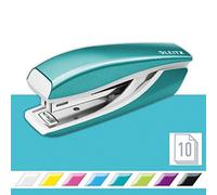 Leitz Mini Cucitrice NeXXt WOW, Capacità fino a 10 Fogli, Design Ergonomico in Metallo, Include Punti, Blu Ghiaccio