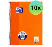 (TG. 10 pezzi) Oxford, quaderno scolastico forato, A4, 80 pagine Rigatura 30 - b