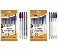 (TG. 10 Unit (Confezione da 2)) BIC Penne a Sfera, Cristal Original, Colori Ass