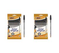 (TG. 10 Unit (Confezione da 2)) BIC Penne Nere a Sfera, Cristal Original, Punta