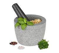 (TG. 10 x 14 x 14 cm) Relaxdays Mortaio con Pestello in Granito, 10x14 cm, Macin