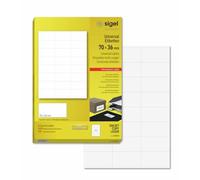 (TG. 100 fogli) SIGEL LA132 Etichette universali, bianco, 70x36 mm (A4), 2400 et