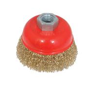 (TG. 100 mm) Silverline 969731, Spazzola a tazza in acciaio ottonato 100 mm - NU