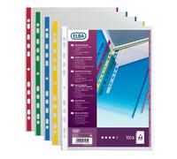 100206880 Elba-Buste trasparenti portadocumenti, formato A4, in polipropilene, 9/100, colori assortiti, confezione da 100