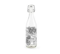 (TG. 1000 ml) Excelsa Magic Black Bottiglia Acqua, 1 Litro, Vetro, con Guarnizio