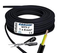 (TG. 10m) Cavo di messa a terra, NYY-J, 1 x 6 mm², nero, ampia scelta di quanti