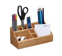 (TG. 10x23x10 cm) Relaxdays 10020248 Organizer da Scrivania in bambù 10 Scompar