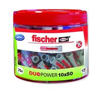 (TG. 10x50 (Bote 75 tacos)) fischer 553308 Tassello Nylon, Grigio e Rosso, 10x50