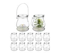 (TG. 10x8,5 cm) Relaxdays Vasetti Portacandele, Set 12 Lanterne Vetro, Porta Can