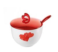 (TG. 12.6 x 12.6 x h9.8 cm) Guzzini Zuccheriera con Cucchiaino Love, Rosso Chiar