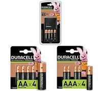 (TG. 12 Batterie) Duracell - Caricabatterie da 45 Minuti, con incluse batterie r