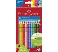 (TG. 12) Faber Castell Cf12 Matite Jumbo Grip, bunt sortiert mit spitzer - NUOVO