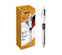 (TG. 12 pezzi) BIC 4 Colours 3+1HB A Scatto Punta Media (1,0 mm) Penne A Sfera e