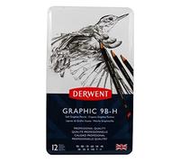 (TG. 12 Pezzi) Derwent Graphic Soft Matite di Grafite in Scatola di Metallo, Con