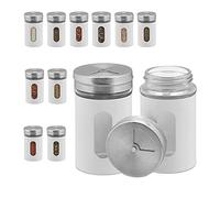 (TG. 12 pz.) Relaxdays Portaspezie, Set Barattoli, 3 Aperture Diverse, Coperchio