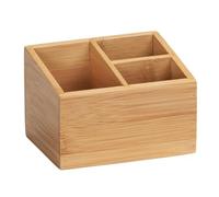 (TG. 12 x 8 x 9 cm) Wenko Organizer in bambù Terra con 3 scomparti, contenitore