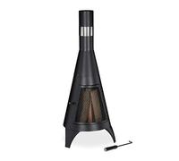 (TG. 120 x 45 x 45 cm) Relaxdays Stufa da Esterno con Parascintille, Caminetto D