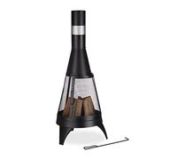(TG. 120 x 47cm) Relaxdays Stufa da Esterno con Parascintille, Attizzatoio e Gri