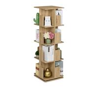 (TG. 125,5x39x39 cm) Relaxdays Libreria Girevole, 4 Ripiani Effetto Legno, Scaff