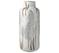 (TG. 13.8 Inch) Mikasa Vaso in ceramica con foglie in rilievo, bianco e beige, 1