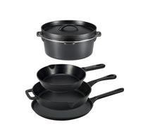 (TG. 14.17 x 12.2 x 10.63 in) Amazon Basics - Batteria da cucina in ghisa pretra