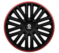 (TG. 14 inch) Sparco Set Copricerchi 4 Pezzi Bergamo 14 Pollici Nero/Rosso - NUO