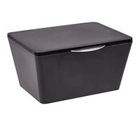 (TG. 15,5 x 19 x 10 cm) Wenko Caja para baño con tapa, Negro, Nero, 15,5 x 19 x