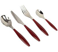 (TG. 15.8 x 7.5 x h25.5 cm) Guzzini Set 24 Posate Feeling, Rosso Chiaro, 15.8 x