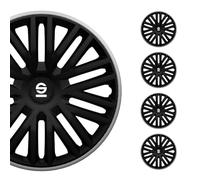 (TG. 15") Set Sparco Copricerchi 4 Pezzi Bergamo 15 pollici Nero/Grigio - NUOVO