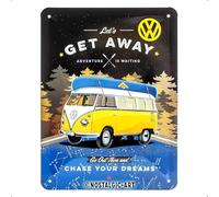 (TG. 15 x 20 cm) Nostalgic-Art Targhe Vintage, Bulli T1 - Let's Get Away Night