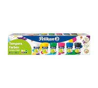 (TG. 150 ml (Confezione da 1)) Pelikan Tempera, 6 Vasetti, Bianco, Nero, Giallo,
