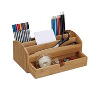 (TG. 15x27.5x11 cm) Relaxdays 10020247 Organizzatore per Scrivania, Legno, Marro