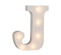 (TG. 16 x 3 x 16 cm) Lampada Out of the Blue, lettera J in legno, con 6 LED.