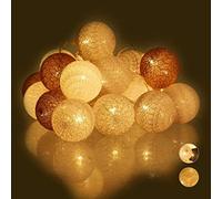(TG. 160 cm) Relaxdays Catena di Luci a LED, 20 Sfere Luminose in Cotone, da Atm