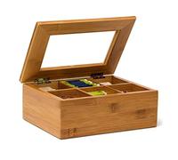 (TG. 16x22x9 cm) Relaxdays Scatola Porta The con 6 Scompartimenti, Coperchio in