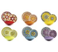 (TG. 18 Pezzi) Excelsa Etno Chic Servizio Tavola, Porcellana, Multicolore, 18 Un