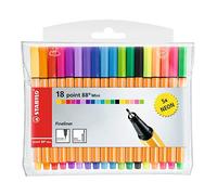 (TG. 18 pezzi - fluo) Fineliner - STABILO point 88 Mini - Astuccio da 18 (13 bas