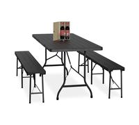 (TG. 180 cm) Relaxdays Tavolo da Birreria con Panche, Set da Giardino, Panchine