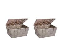 (TG. 19 x 14 x 10 cm (Confezione da 2)) WENKO Cestino con coperchio Adria taupe,