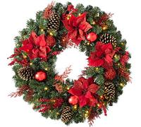(TG. 2.5 feet/75cm) WeRChristmas - Ghirlanda decorativa con 50 luci LED e funzio